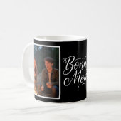 Bonus Mom Elegant Cursive 2 Photo Black Kaffeetasse (Vorderseite Links)