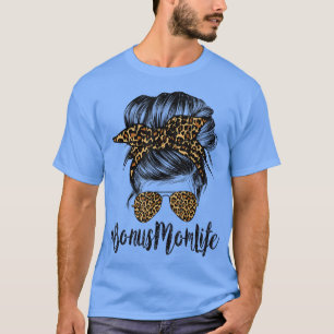 Bonus-Mom-Leben Haar-Bandana-Brille Leopard-Mutter T-Shirt