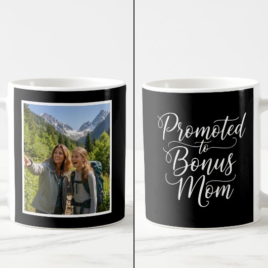 Bonus Mom Promoted Elegant Custom 1 Photo Black  Kaffeetasse