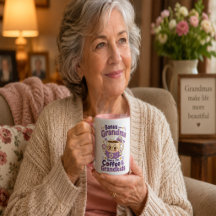 Bonus Oma läuft mit Kaffee und Enkelkindern Lustig