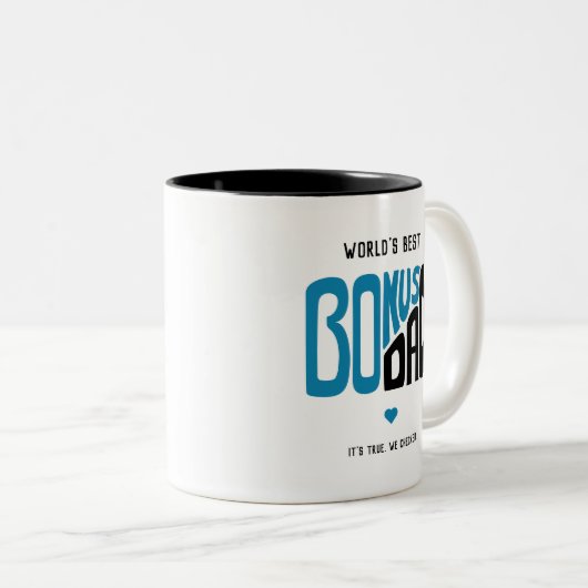 Bonus Vater Blau und Schwarz Design Zweifarbige Tasse (VorderseiteRechts)