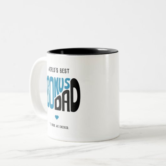 Bonus Vater Blau und Schwarz Design Zweifarbige Tasse (Vorderseite Links)