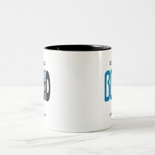 Bonus Vater Blau und Schwarz Design Zweifarbige Tasse (Mittel)
