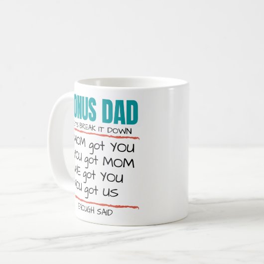 Bonus-Vater - Lasst es uns aufbrechen, Geschenk fü Kaffeetasse (Vorderseite Links)