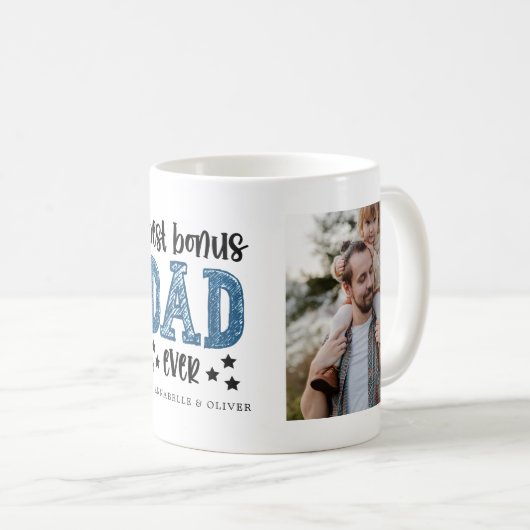 "Bonus Vater" Step Vater Foto Kaffeetasse (VorderseiteRechts)