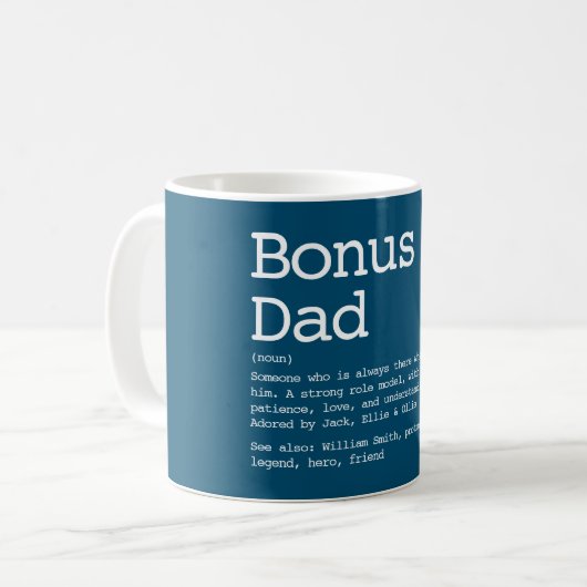 Bonus Vater Stepdad Definition Modern Blue Kaffeetasse (Vorderseite Links)