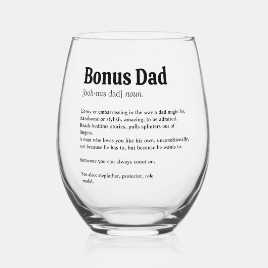 Bonus Vater Stepfather Definition Weinglas Ohne Stiel (Vorderseite)
