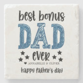 Bonus Vater Typografie Vatertag Steinuntersetzer (Vorderseite)