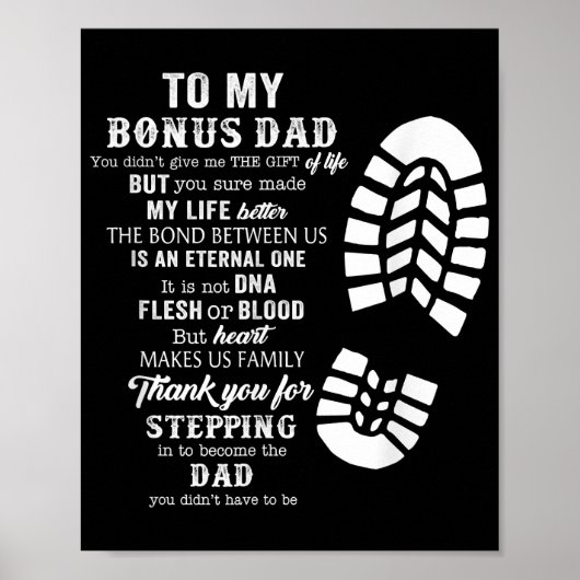 Bonus Vater Vathers Day-Geschenk von Stepdad für D Poster (Vorne)