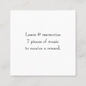 Bonuskarte für Kinder im Musikunterricht Rabattkarte (Rückseite)
