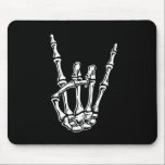 Bony Rock Hand Mousepad<br><div class="desc">Pen & Tinte zeichn eines Skeletts in der Heavy-Metal-Rock begrüßen Geste. B/W Grafik,  auf T - Shirt,  Hoodies,  Tasten,  Aufkleber,  Karten,  Geschenke.</div>