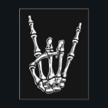 Bony Rock Hand Postkarte<br><div class="desc">Pen & Tinte zeichn eines Skeletts in der Heavy-Metal-Rock begrüßen Geste. B/W Grafik,  auf T - Shirt,  Hoodies,  Tasten,  Aufkleber,  Karten,  Geschenke.</div>