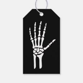 Bony Skeleton Hand auf schwarzem Halloween Geschenkanhänger
