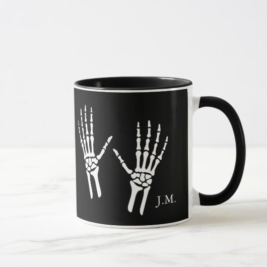 Bony Skeleton Hands Radiologe Halloween Black Tasse (Rechts)