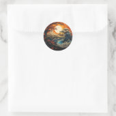 Bonzai Tree Wave Yin Yang Martial Arts Runder Aufkleber (Tasche)