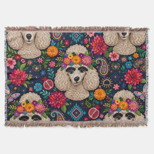 Boo22 Künstler Pudel Boho Floral – Bunter Pudel Decke