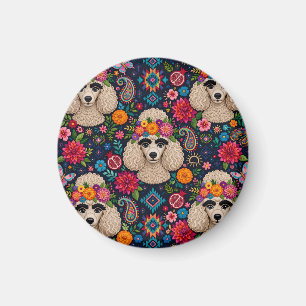 Boo22 Künstler Pudel Boho Floral – Bunter Pudel Magnet