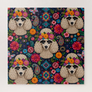 Boo22 Künstler Pudel Boho Floral – Bunter Pudel  Puzzle