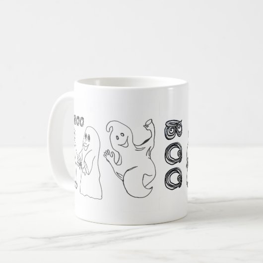 BOO 3 niedlicher Ghost-Trick oder -Behandlungen Kaffeetasse (Vorderseite Links)