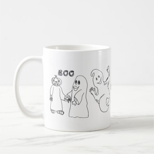 BOO 3 niedlicher Ghost-Trick oder -Behandlungen Kaffeetasse (Links)