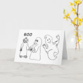 BOO 3 niedlicher Ghost-Trick oder -Behandlungen Karte (Gelbe Blume)