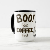 Boo! Aber Kaffee zuerst - Happy halloween Tasse (Vorderseite Links)
