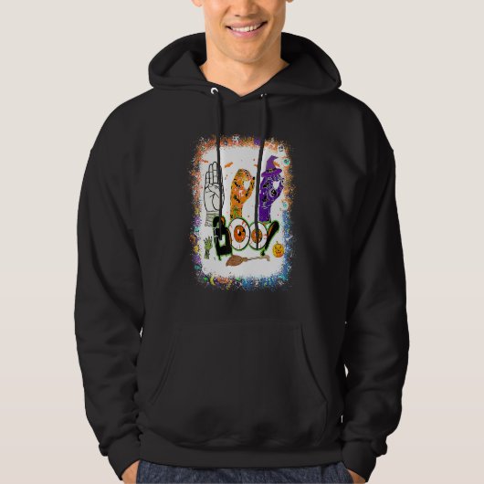 Boo American Sign Language ASL Deaf Halloween Cost Hoodie (Vorderseite)