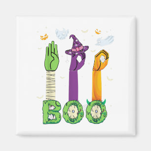 Boo American Sign Language ASL Deaf Halloween Cost Magnet