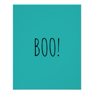 Boo aquamarine spookartige Typografie lustig niedl Poster