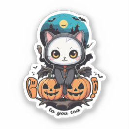 Boo auch für dich | Niedliche Katzenwings & Pumpki Aufkleber