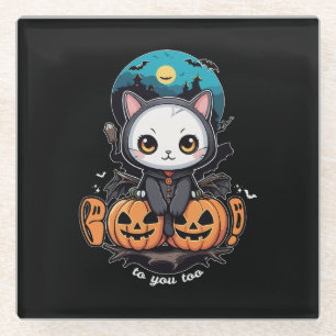 Boo auch für dich Niedliche Katzenwings & Pumpki Glasuntersetzer
