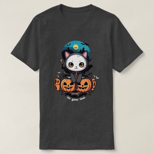 Boo auch für dich | Niedliche Katzenwings & Pumpki T-Shirt (Design vorne)