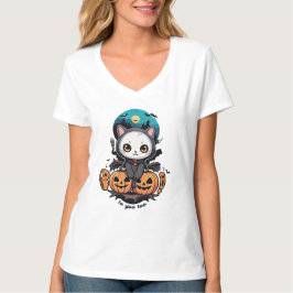 Boo auch für dich | Niedliche Katzenwings & Pumpki T-Shirt