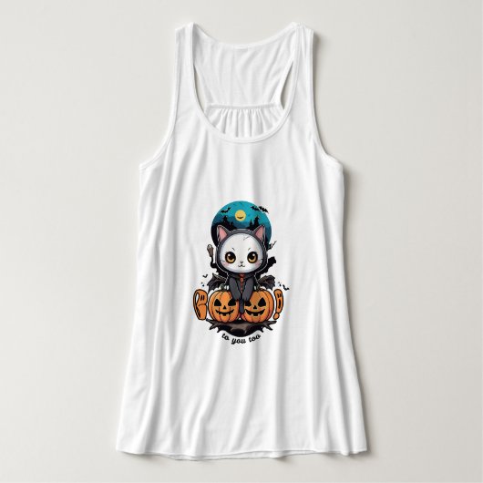 Boo auch für dich | Niedliche Katzenwings & Pumpki Tank Top (Design Vorderseite)