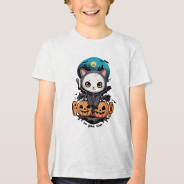 Boo auch für dich | Niedliche Katzenwings & Pumpki Tri-Blend Shirt