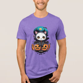 Boo auch für dich | Niedliche Katzenwings & Pumpki Tri-Blend Shirt