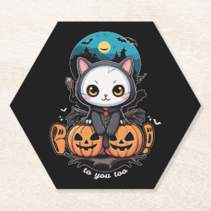 Boo auch für dich Niedliche Katzenwings & Pumpki Untersetzer
