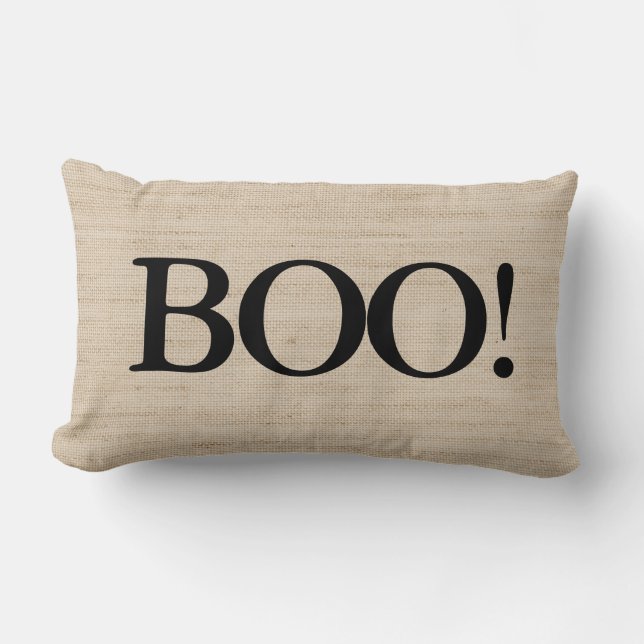 BOO auf Burlap Halloween Kissen (Vorderseite)