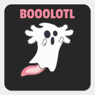 Boo Axolotl liebt Niedliche Tiere zu Halloween Quadratischer Aufkleber