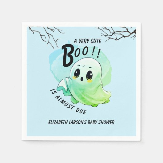 Boo Baby Dusche Halloween Blue Themed Niedliches P Serviette (Vorderseite)