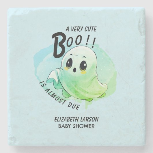 Boo Baby Dusche Halloween Blue Themed Niedliches P Steinuntersetzer (Vorderseite)