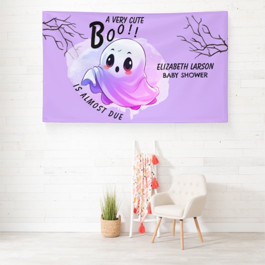 Boo Baby Dusche Halloween Lila, Party und Niedlich Banner (Insitu)