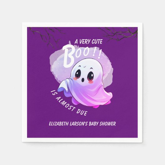 Boo Baby Dusche Halloween Lila, Party und Niedlich Serviette (Vorderseite)