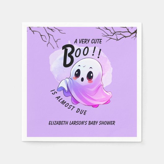 Boo Baby Dusche Halloween Lila, Party und Niedlich Serviette (Vorderseite)