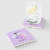 Boo Baby Dusche Halloween Lila, Party und Niedlich Steinuntersetzer (Seitenansicht)