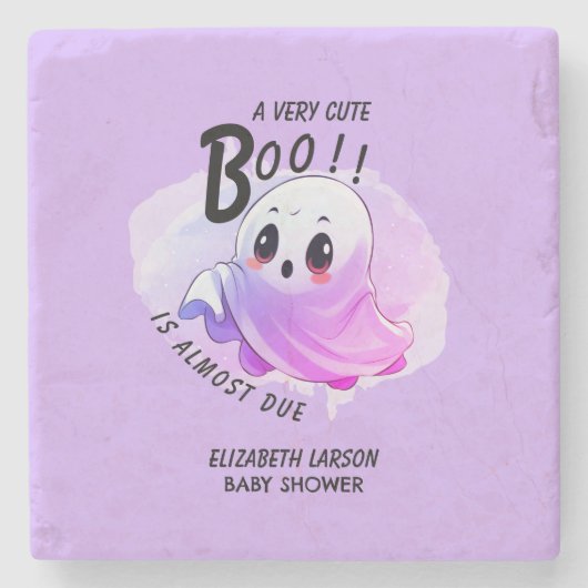 Boo Baby Dusche Halloween Lila, Party und Niedlich Steinuntersetzer (Vorderseite)