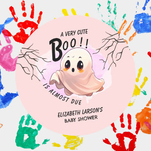Boo Baby Dusche Halloween Pink Thema Niedliches Pa Runder Aufkleber