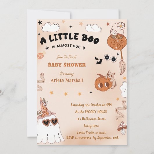 Boo Baby Dusche Unser kleiner Boo ist fast fällig Einladung (Vorderseite)