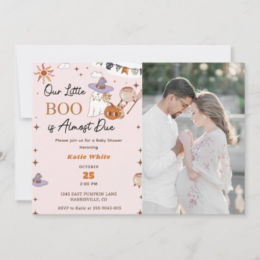 Boo Baby Dusche Unser kleiner Boo ist fast fällig Einladung (Vorderseite)