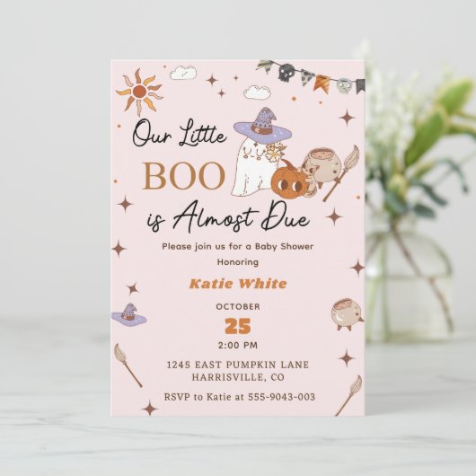 Boo Baby Dusche Unser kleiner Boo ist fast fällig Einladung (Stehend Vorderseite)